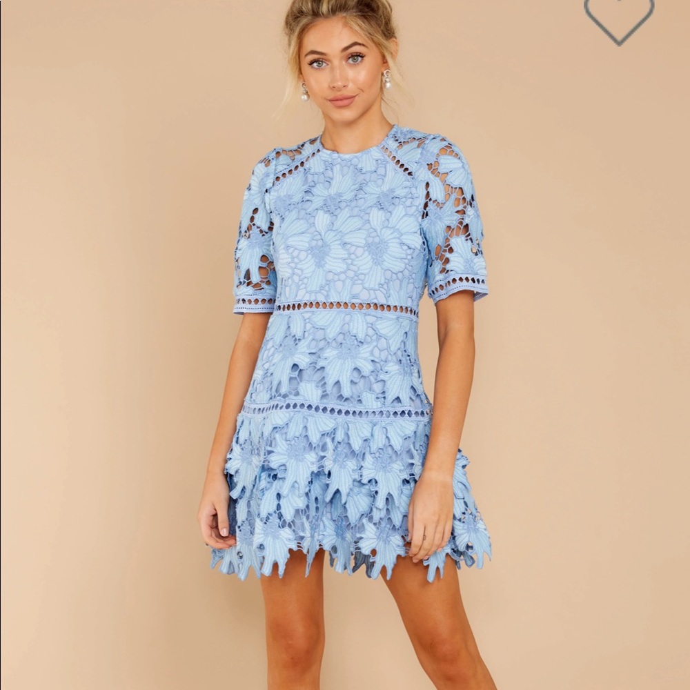 Red Dress Boutique Oblivious Beauty Powder Blue Lace Dress - Medium